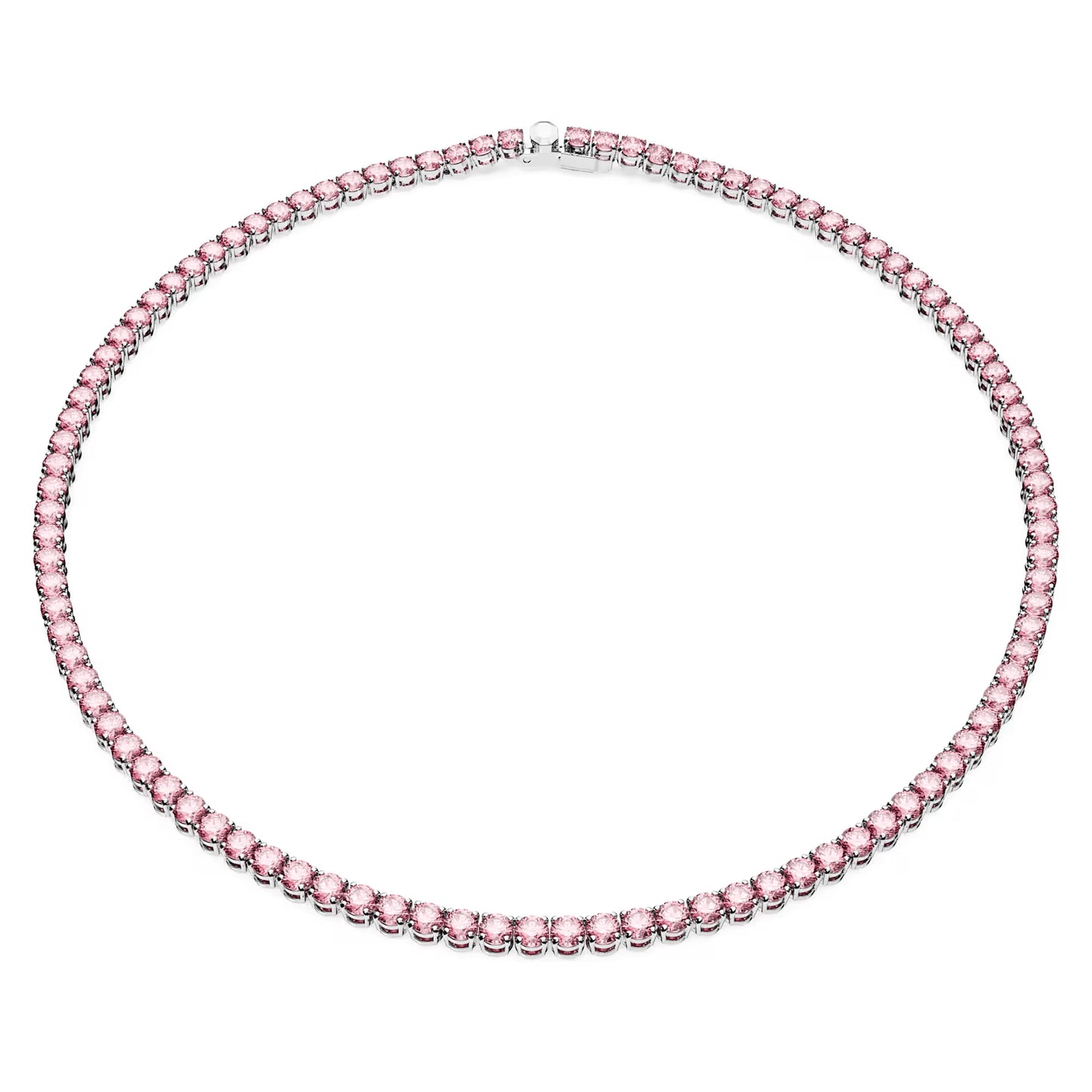 Matrix Tennis necklace, Round, Pink, Rhodium, M