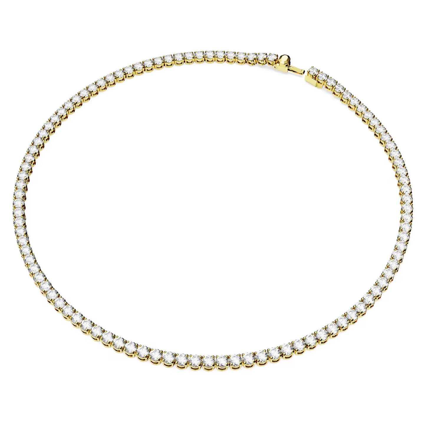 Matrix Tennis necklace, Round cut, Gold, Medium