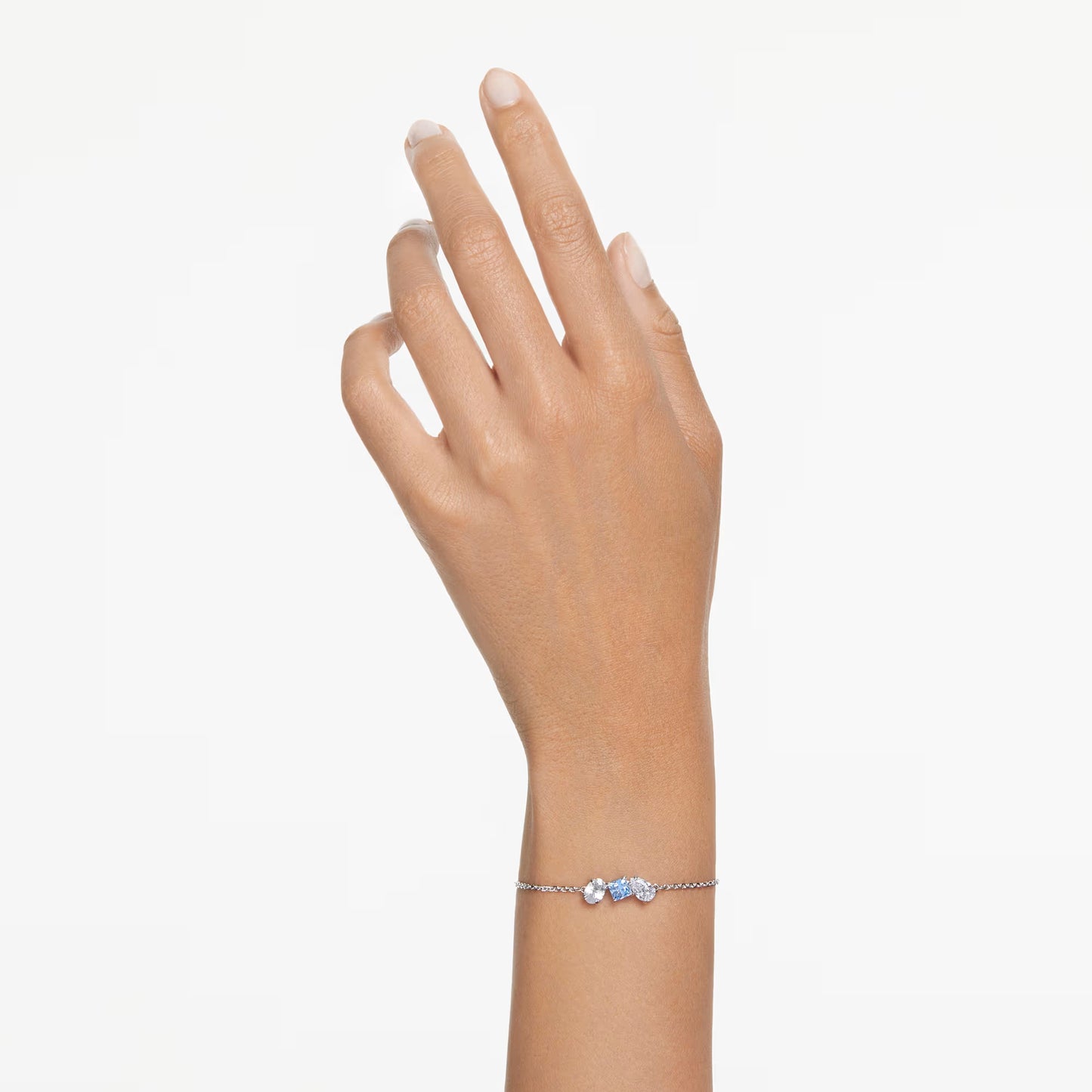 Mesmera bracelet, Mixed cuts, Blue, Rhodium, M