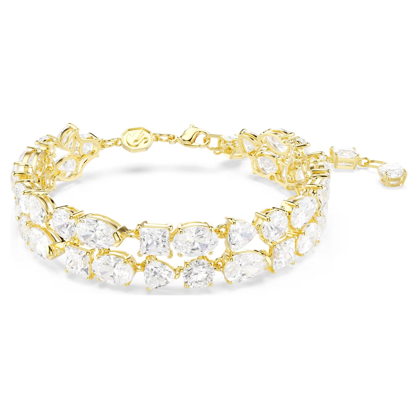Mesmera bracelet, Mixed cuts, White, Gold-tone plated