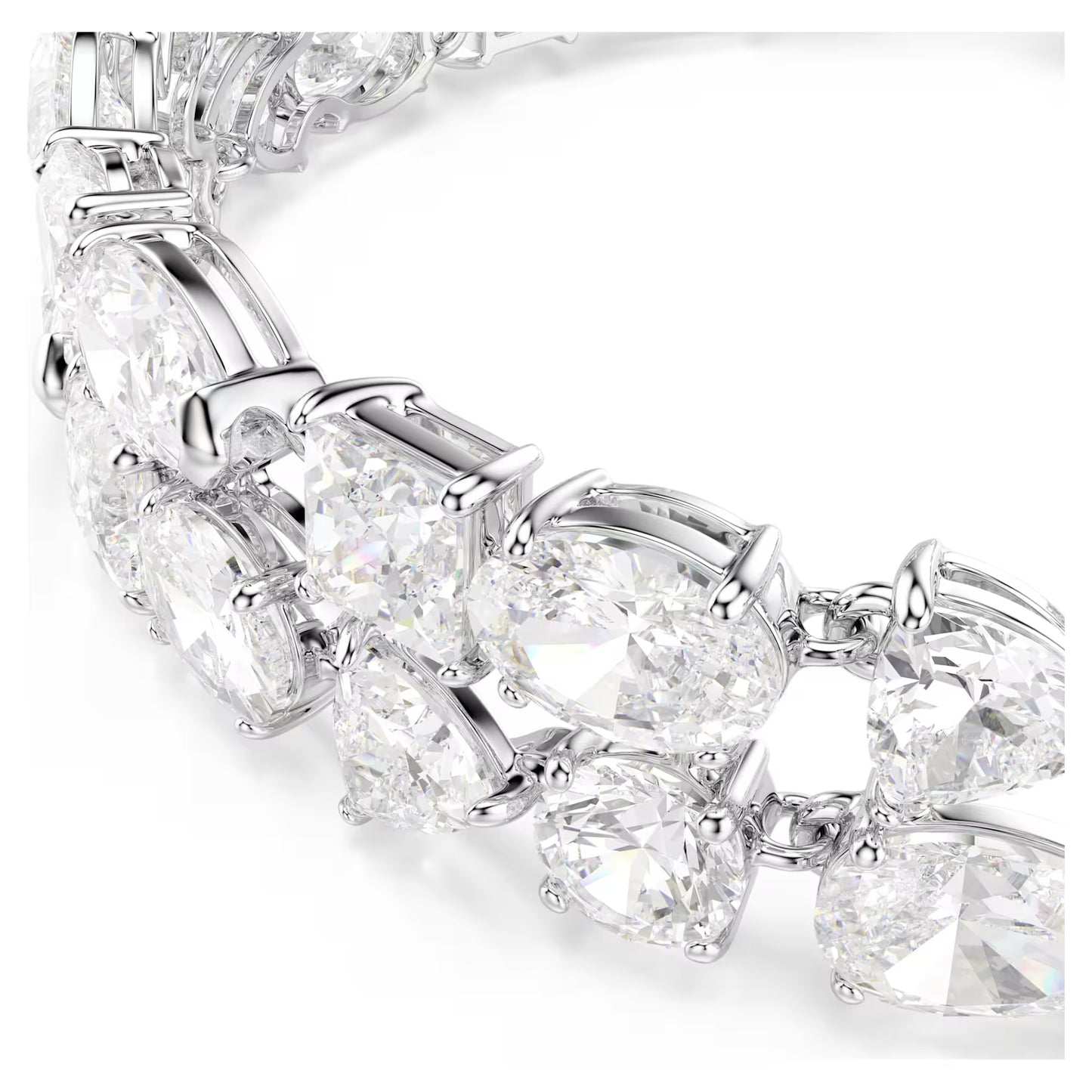 Mesmera bracelet, Mixed cuts, White, Rhodium