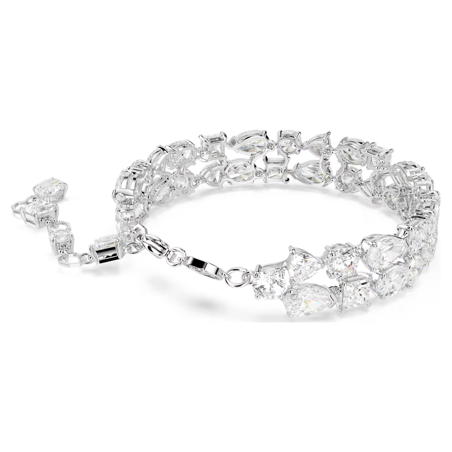 Mesmera bracelet, Mixed cuts, White, Rhodium