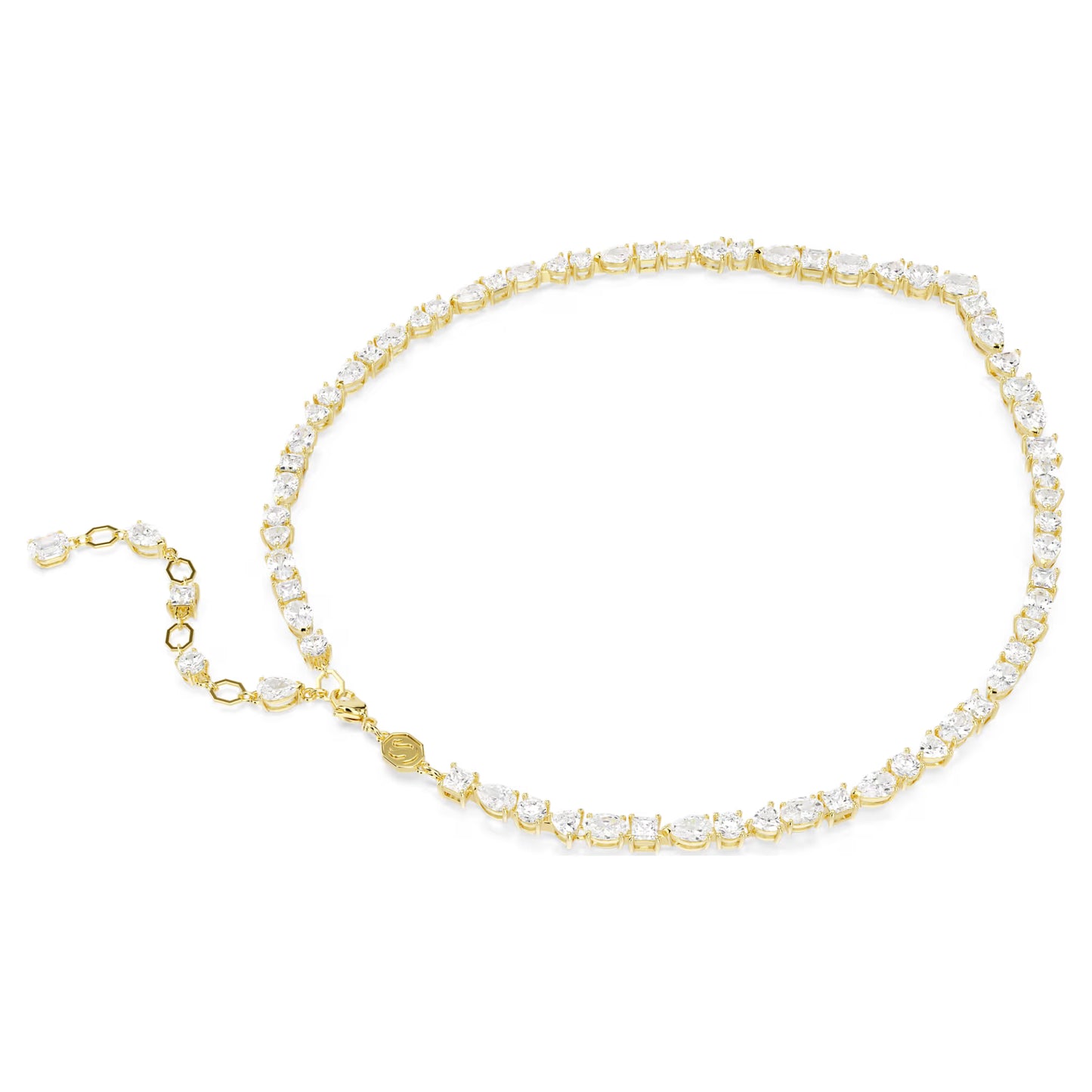 Mesmera necklace, Mixed cuts, White, Gold-tone plated