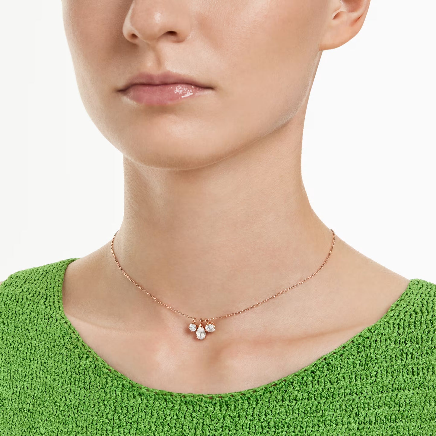 Mesmera pendant, Mixed cuts, White, 18k rose gold finish