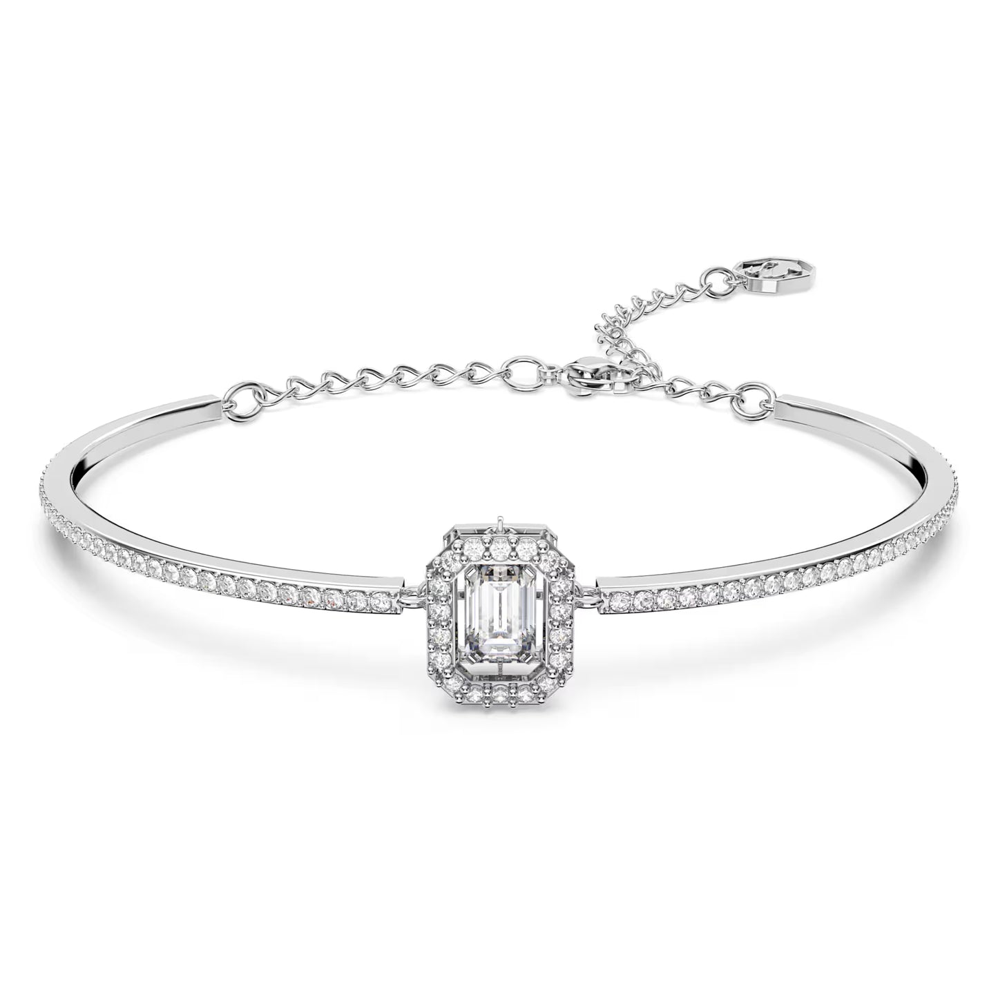 Millenia bangle, Octagon cut, White, Rhodium plate