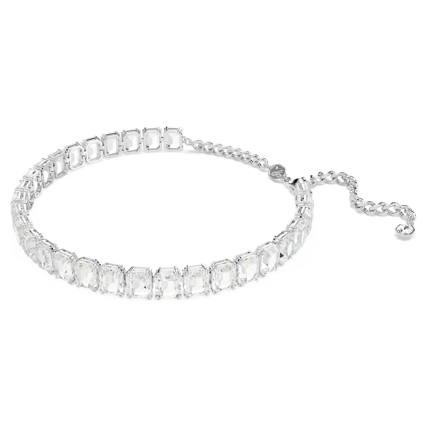 Millenia choker, Octagon cut, White, Rhodium