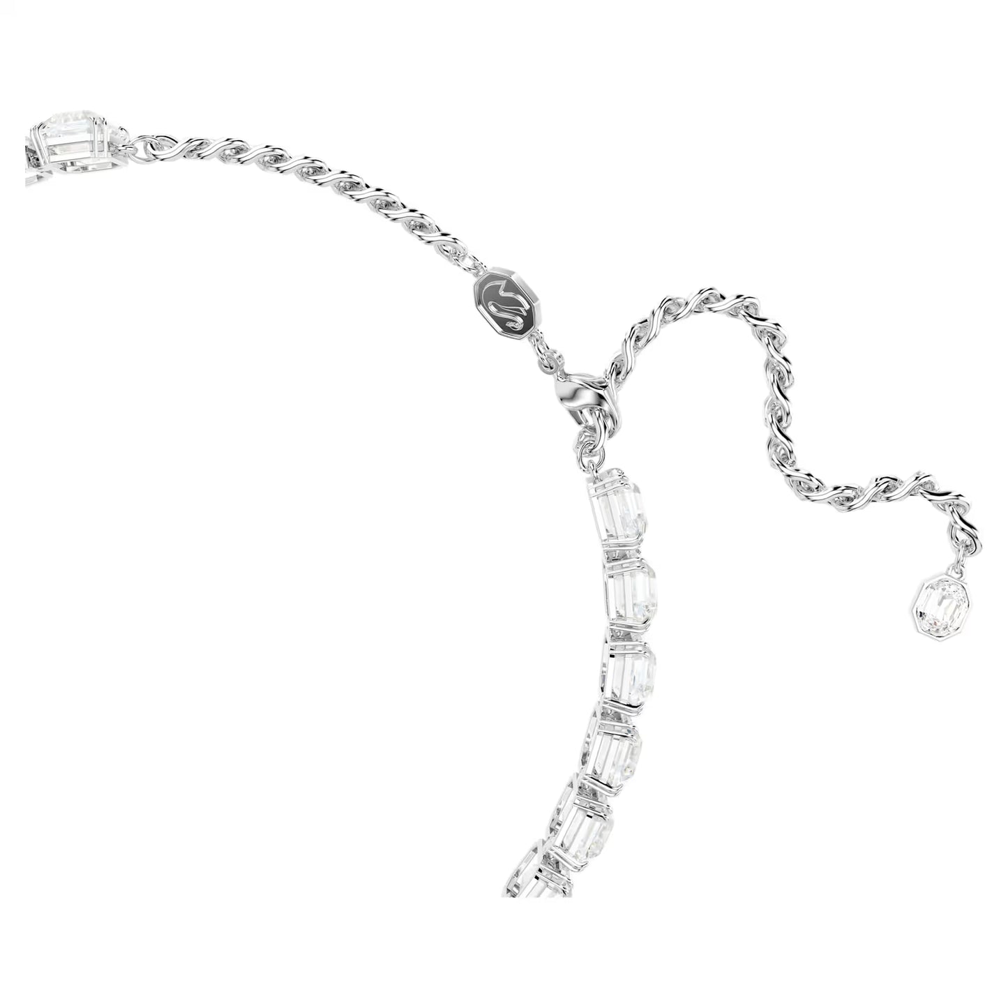 Millenia choker, Octagon cut, White, Rhodium