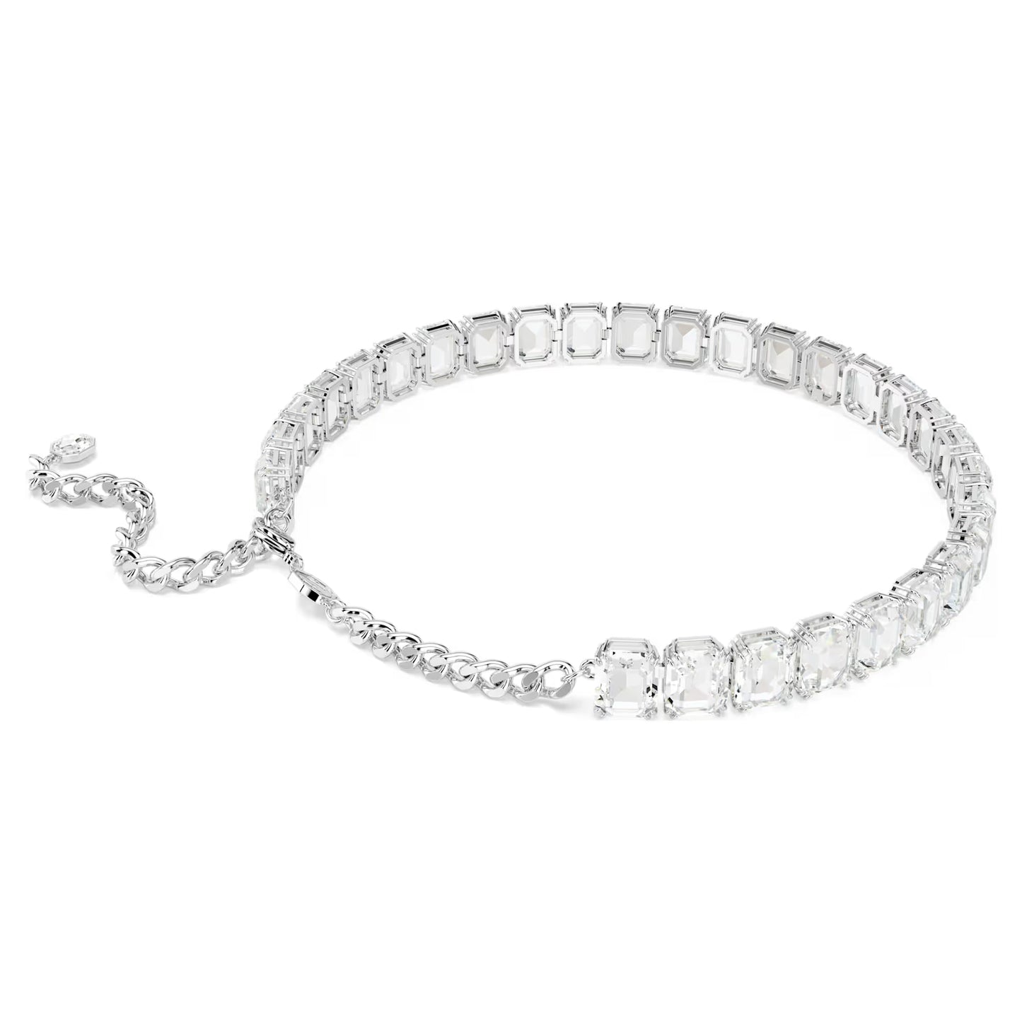 Millenia choker, Octagon cut, White, Rhodium