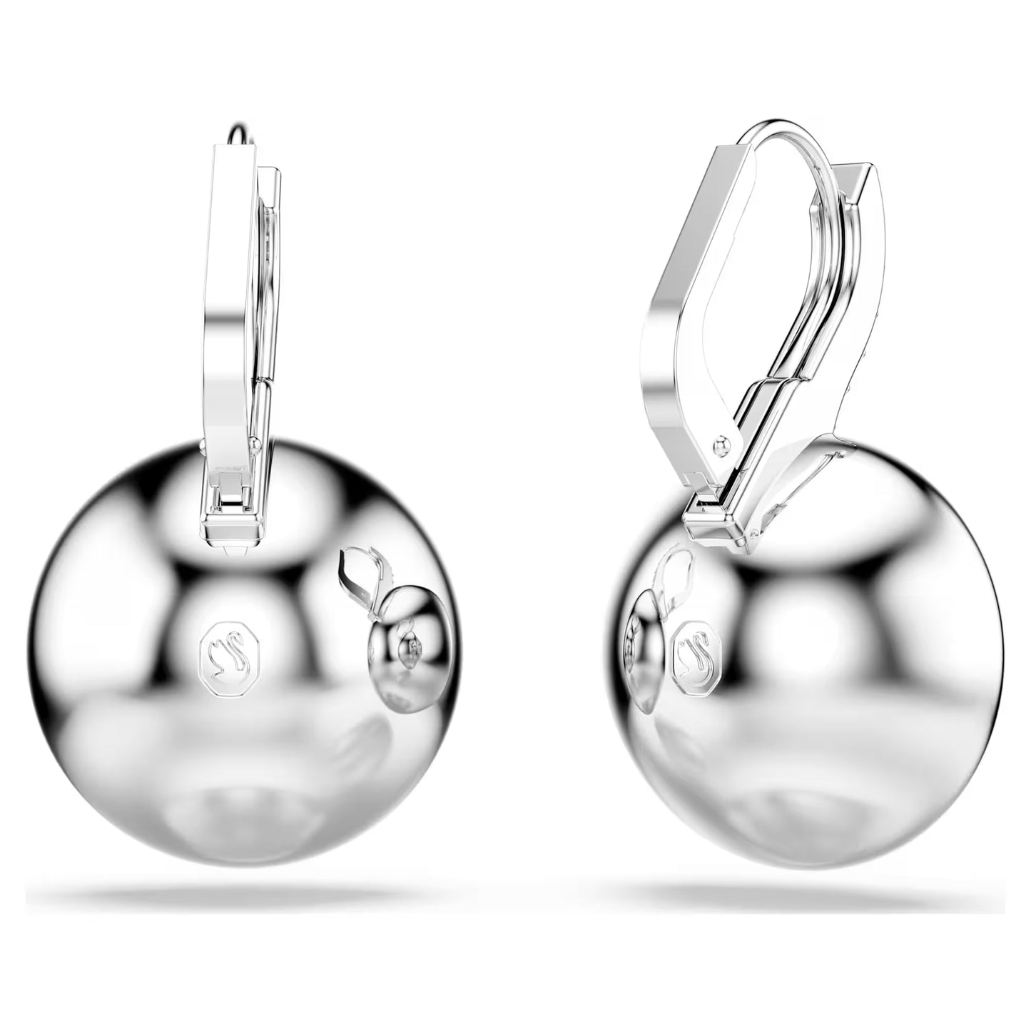 Millenia drop earrings, Round cut, White, Rhodium plated