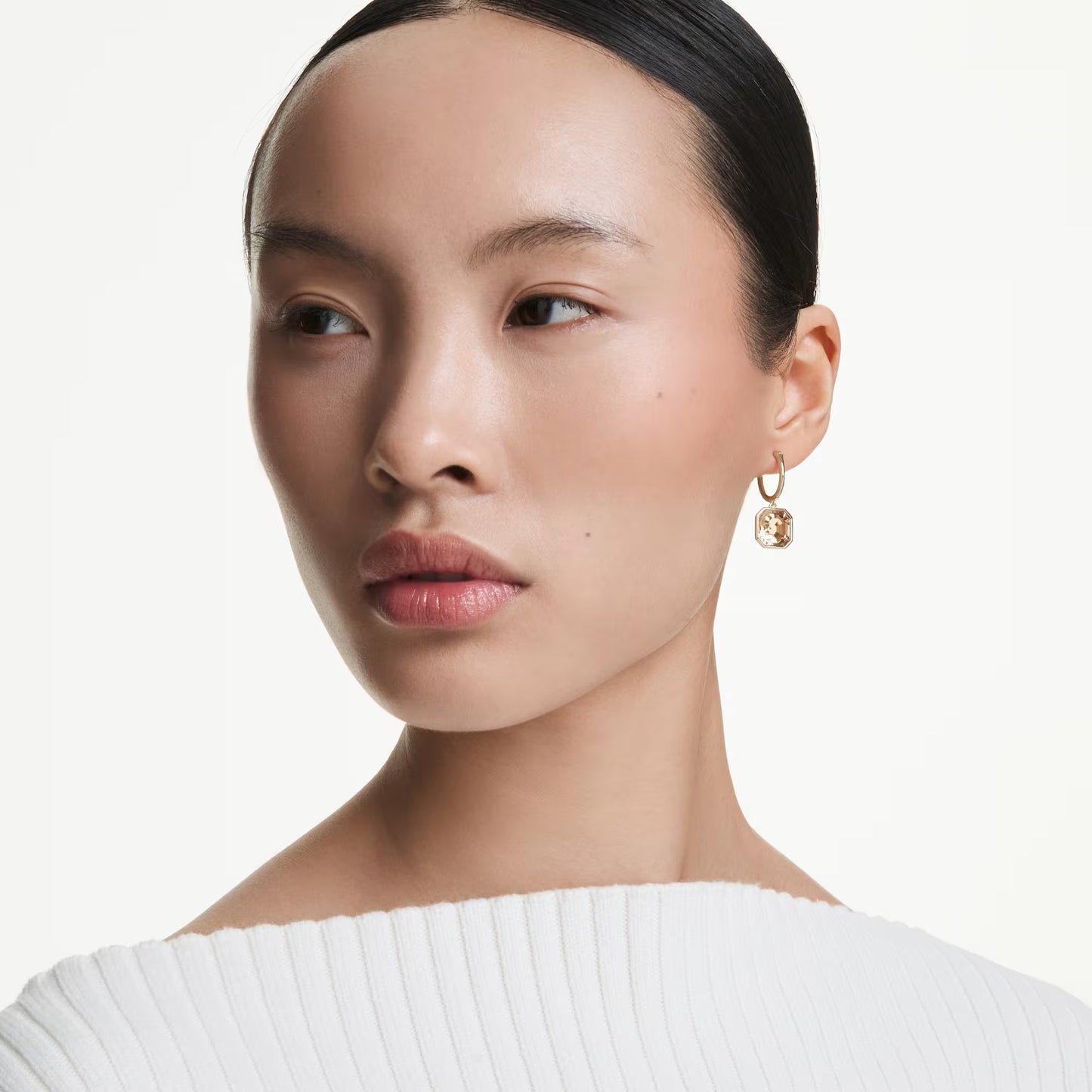 Millenia drop earrings, Square cut, Caramel, Gold-tone plated