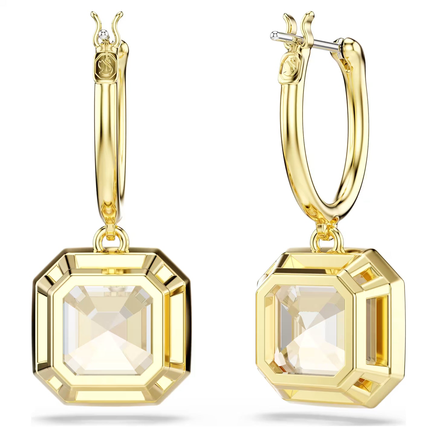 Millenia drop earrings, Square cut, Caramel, Gold-tone plated