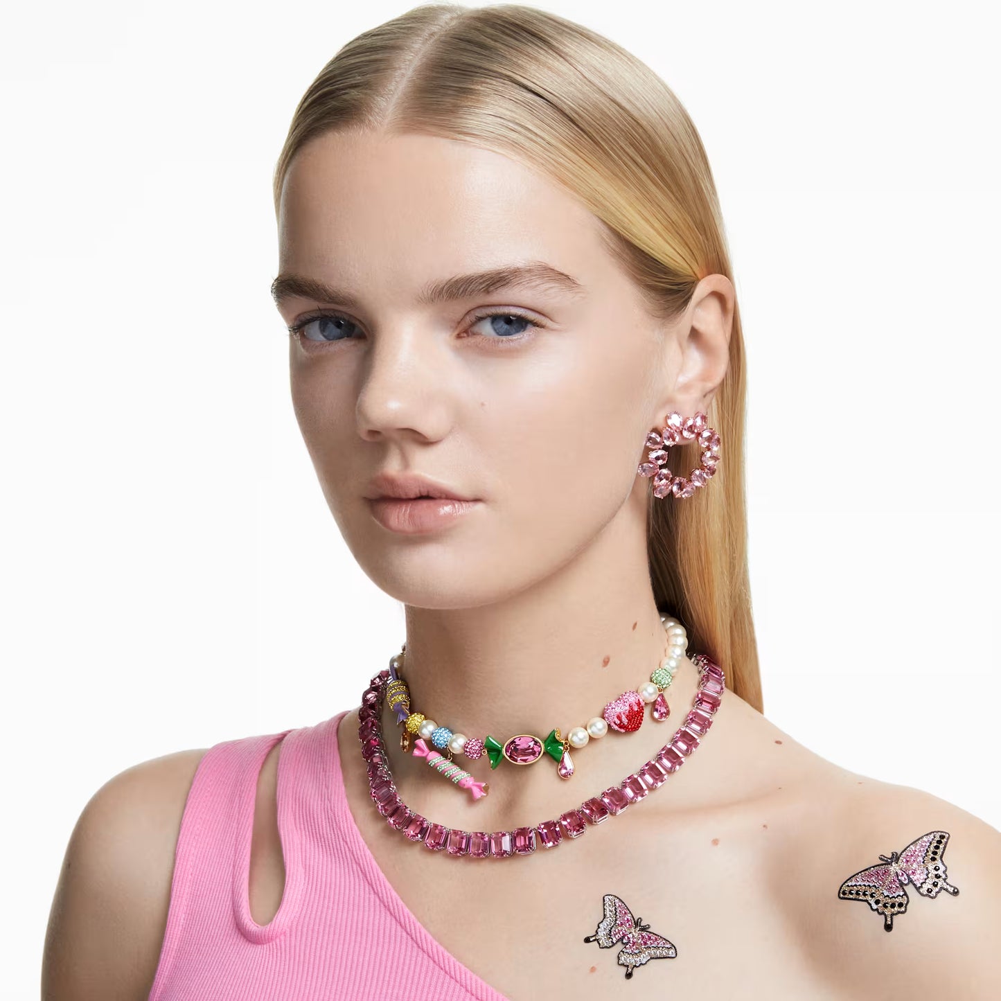 Millenia necklace, Octagon cut, Pink