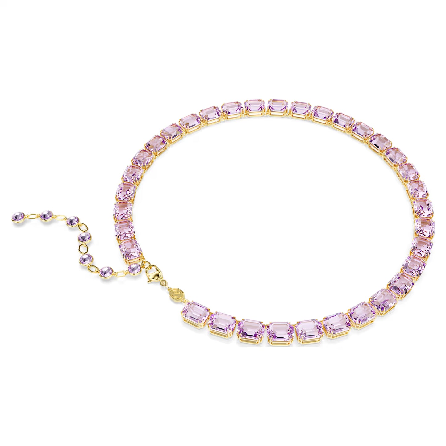 Millenia Tennis necklace, Octagon cut, Purple, Gold-tone