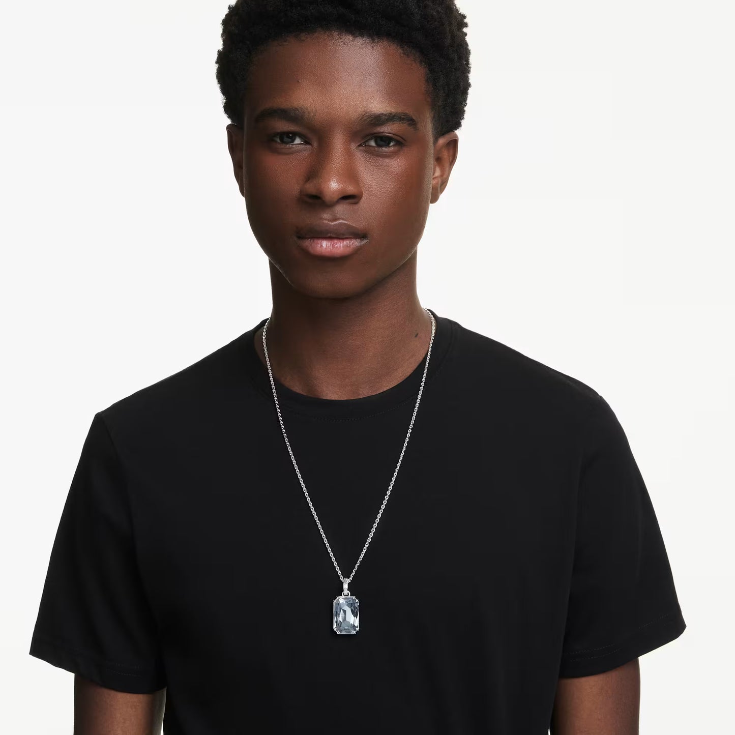 Millenia pendant, Octagon cut, White, Rhodium plated