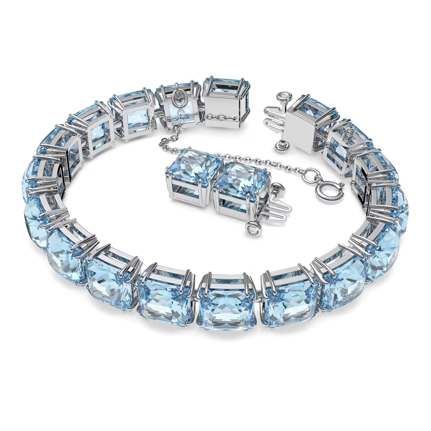 Millenia bracelet, Square cut crystals, Blue