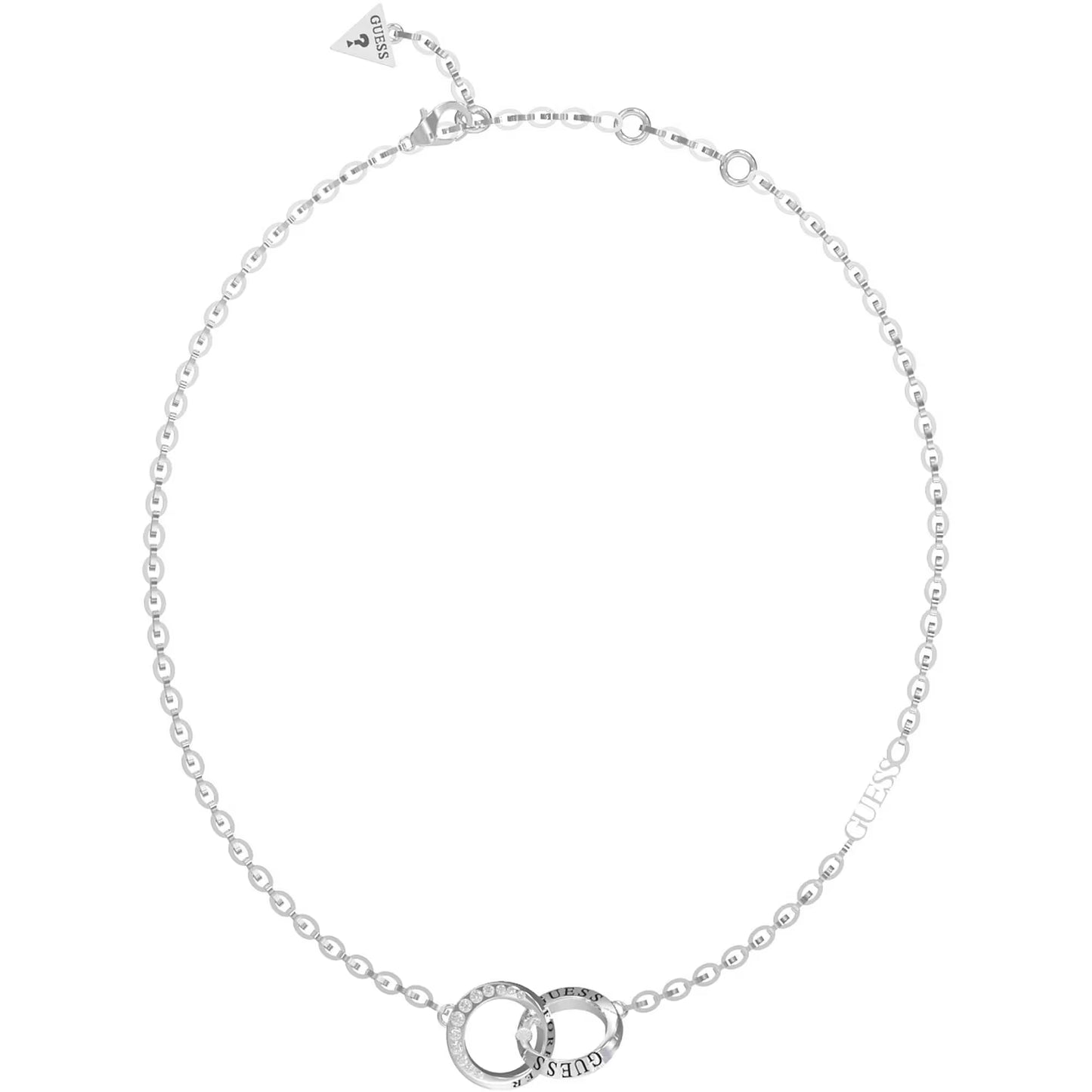 Rhodium Plated 16-18'' Crystal-Set Interlocking Forever Links Necklace