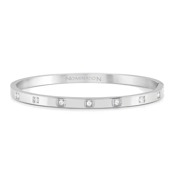 PRETTY BANGLE silver with CZ square stones