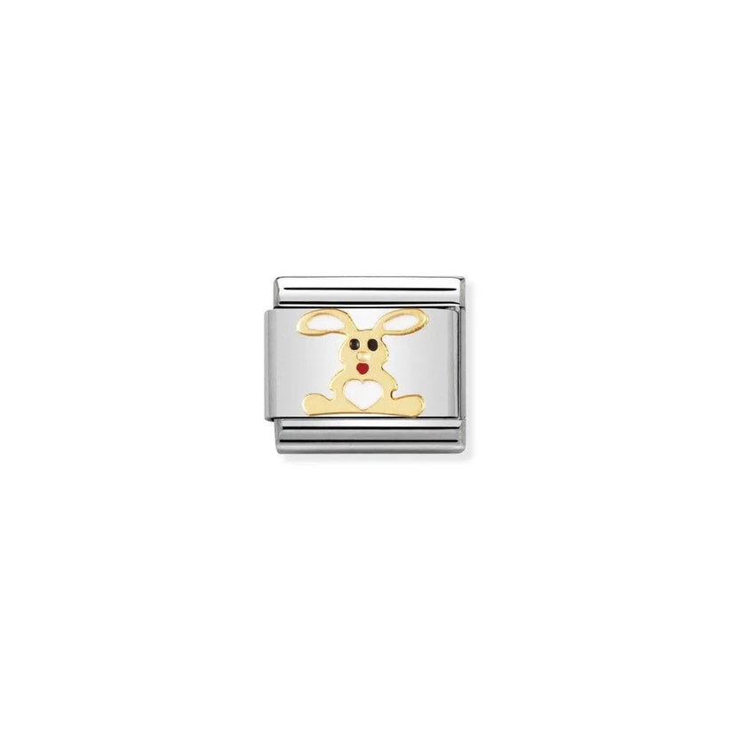 Classic Gold White Enamel Rabbit Charm