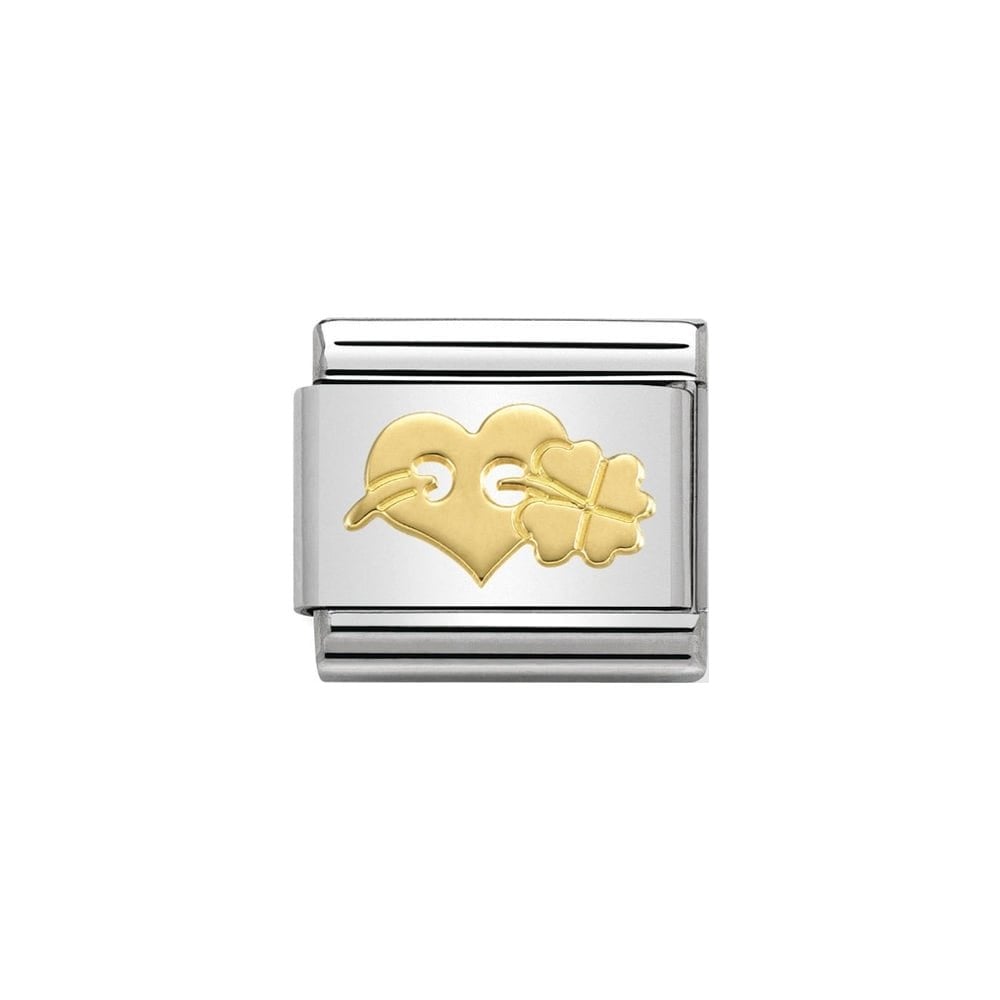 Gold Heart with Clover Charm