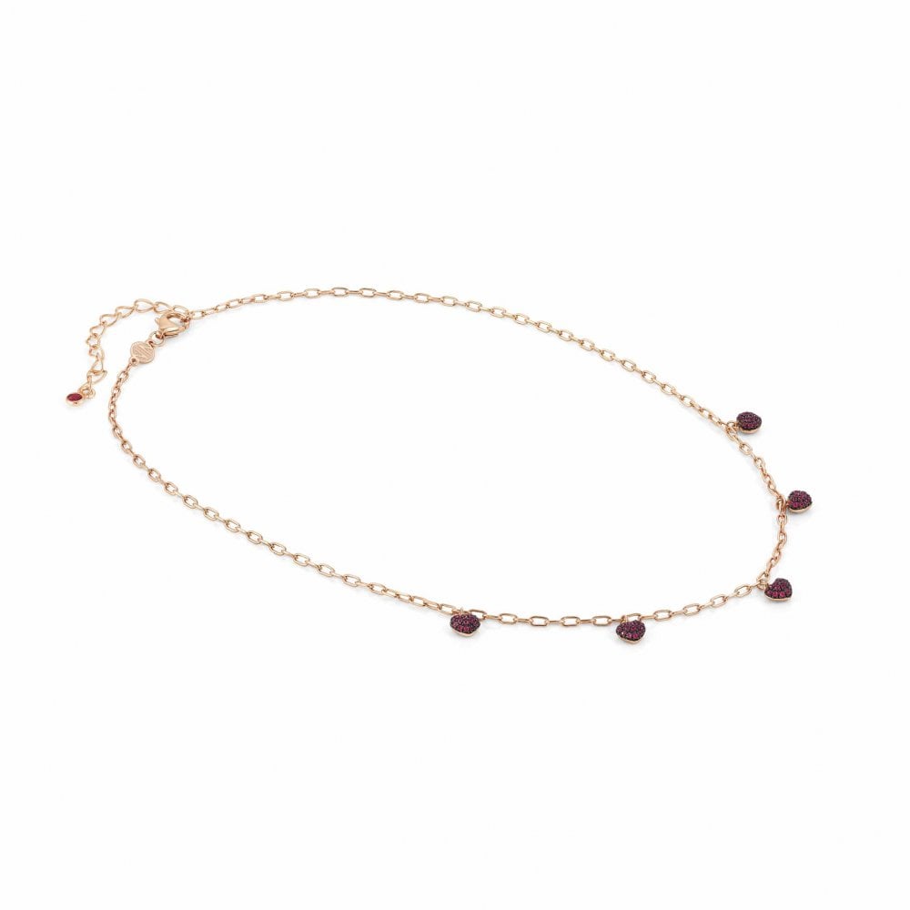 Easychic Rose Gold Plated Red Hearts Necklace