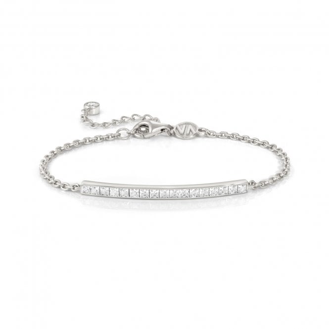 Carismatica Silver Princess Cut CZ Bar Bracelet
