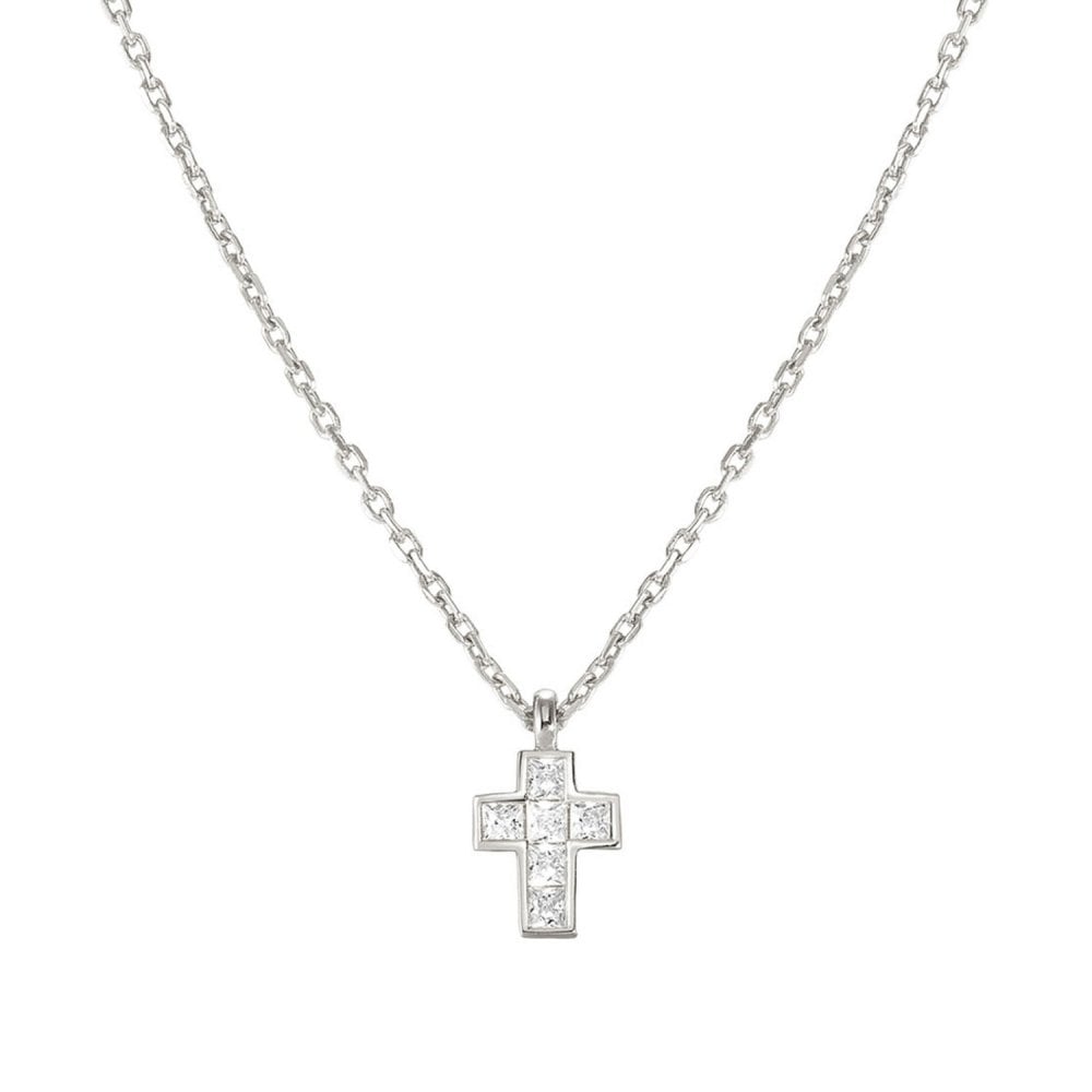 Carismatica Small Silver CZ Cross Necklace