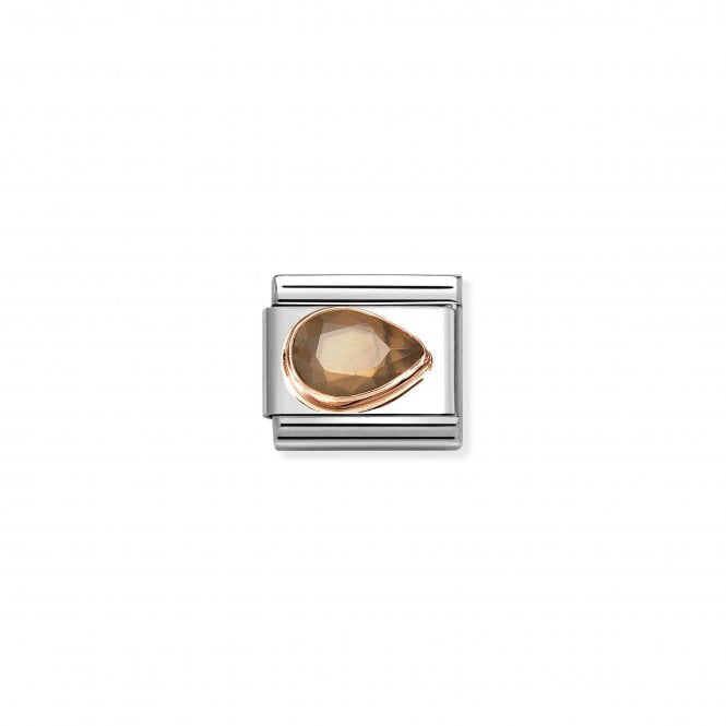 Classic Rose Gold Champagne Faceted Right Drop Charm
