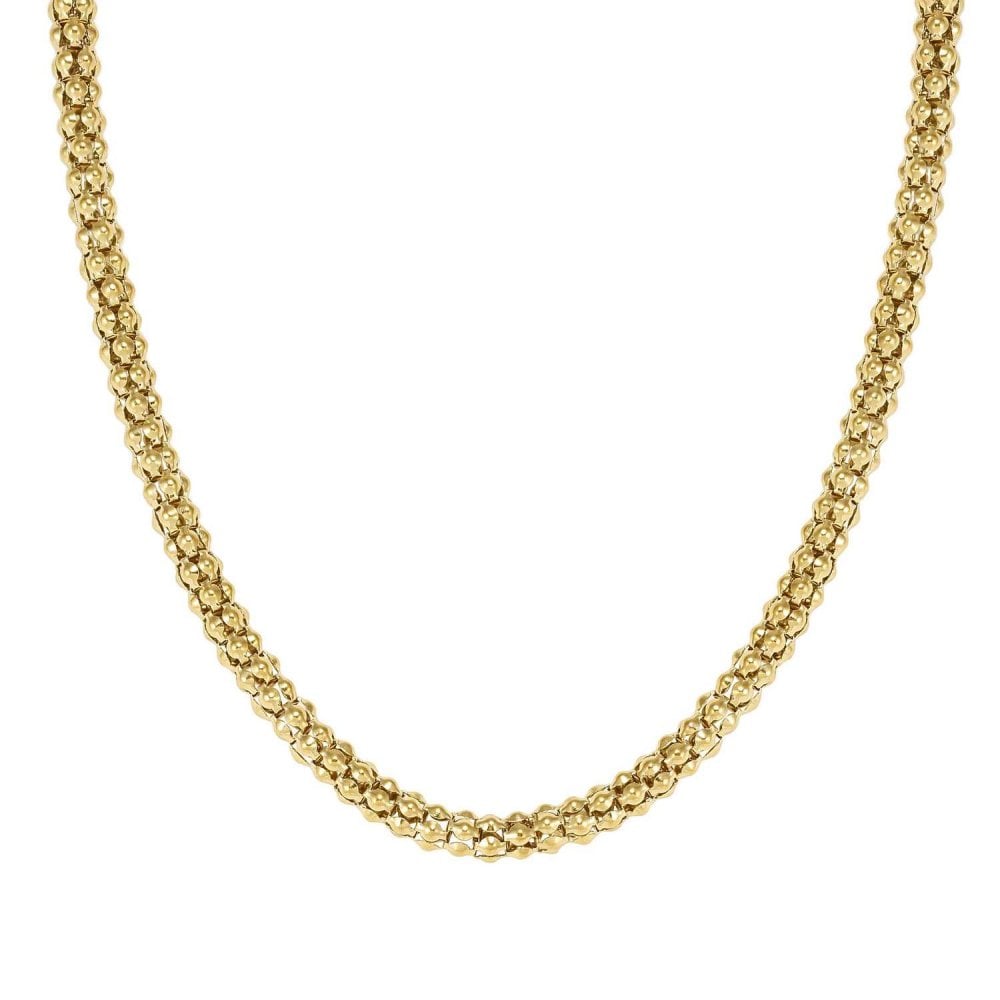 Ecclettica Steel Popcorn Chain Yellow Gold Necklace