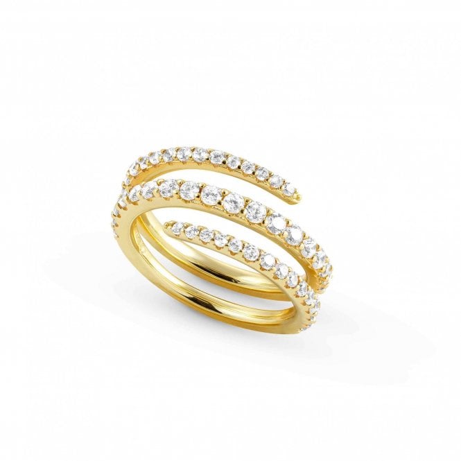 Lovelight Yellow Gold Plated Sterling Silver & CZ Spiral Ring Size O