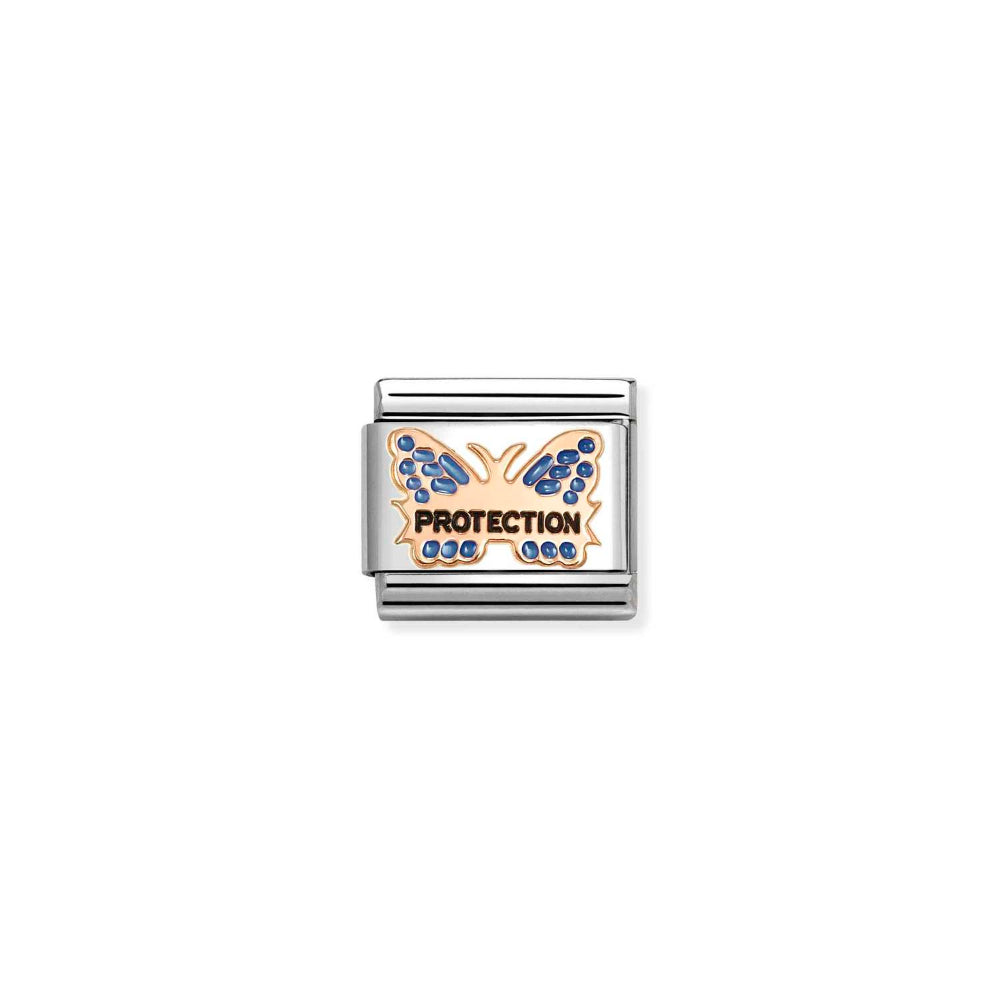 Rose Gold Composable Classic Blue Butterfly Protection Charm