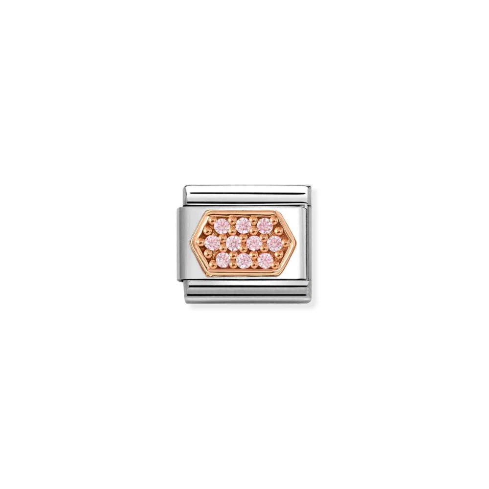 Rose Gold Pavé Hexagonal Pink Charm