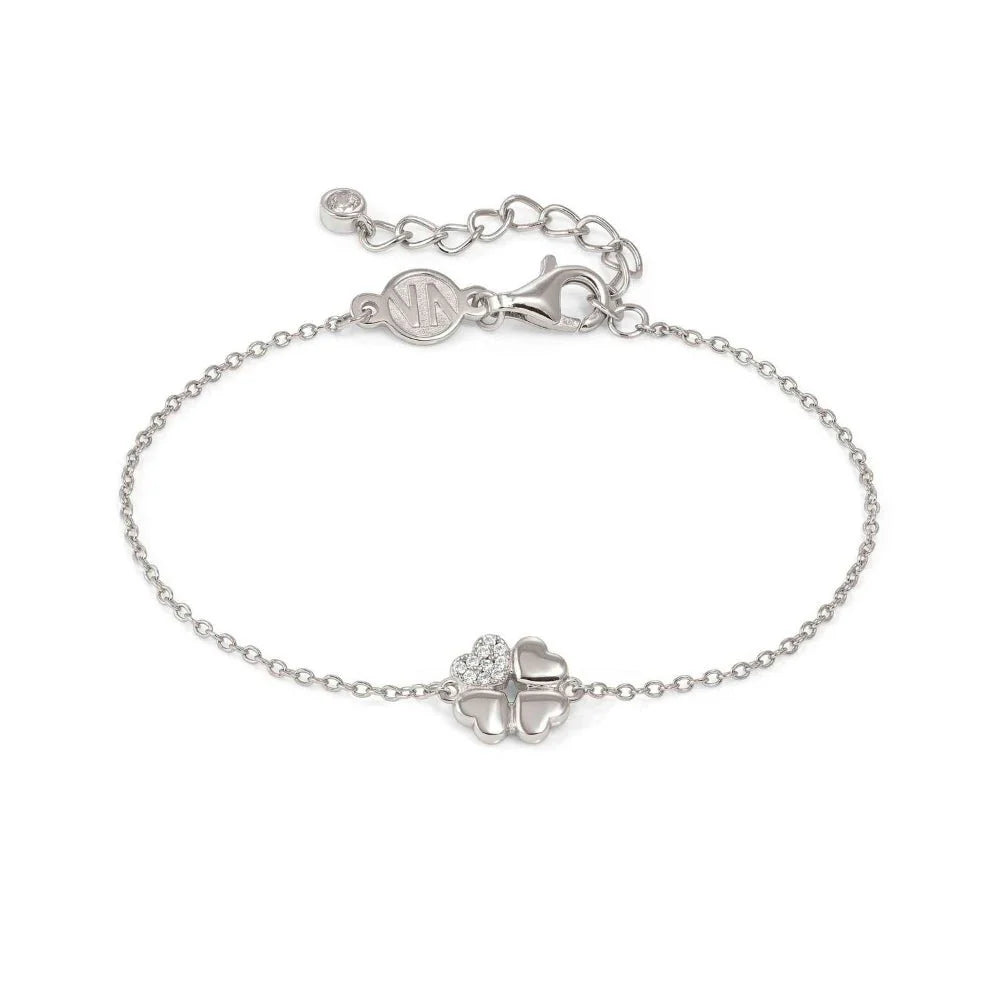 Petit Sparkle Bracelet in 925 Silver and Cubic Zirconia Four Leaf Clover