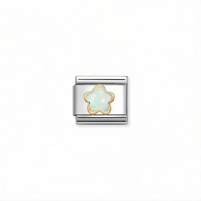 Composable Classic White Opal Stone Flower Charm