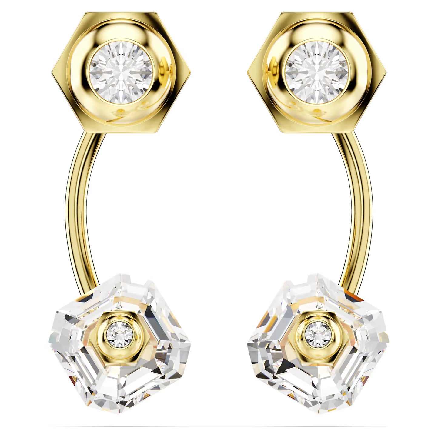 Numina earring jackets, Mixed cuts, White, Gold-tone plated