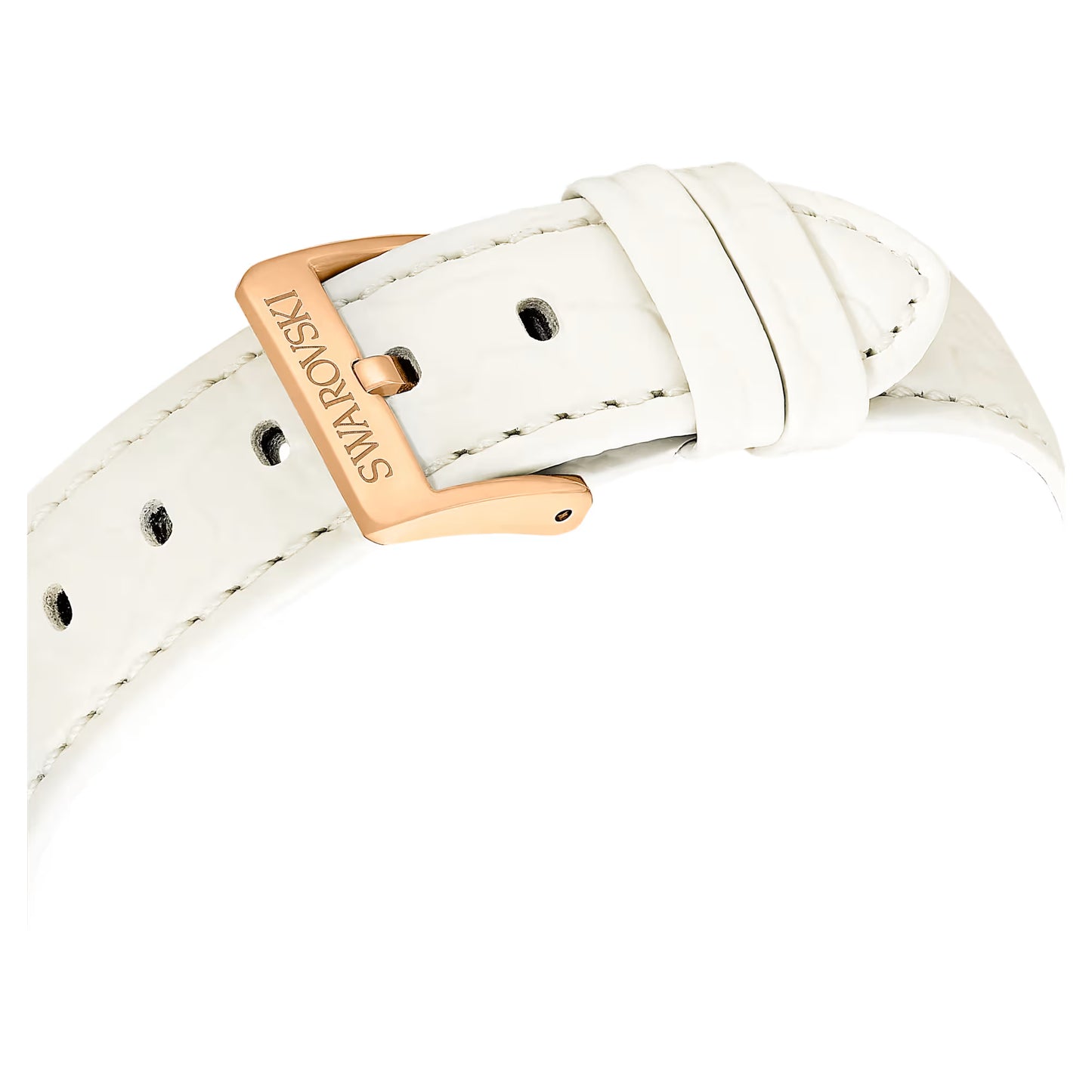 Octea Chrono watch, Swiss Made, Leather strap, White, Rose gold-tone finish