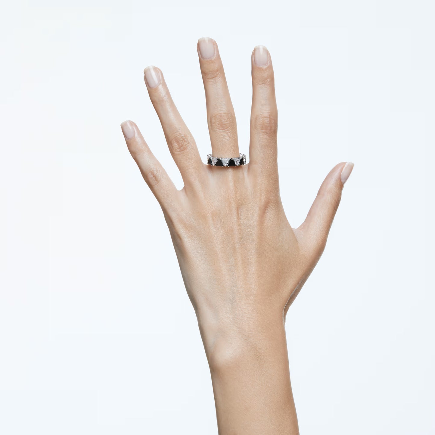 Ortyx cocktail ring, Triangle cut, Black, Rhodium plated, S52