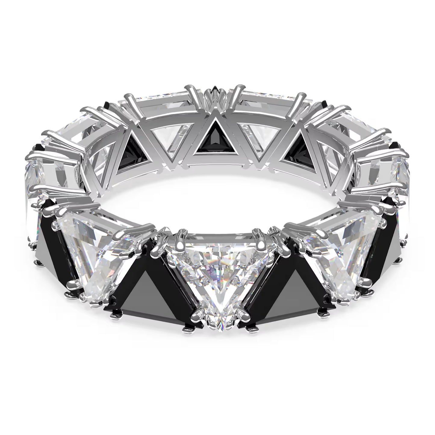 Ortyx cocktail ring, Triangle cut, Black, Rhodium plated, S52