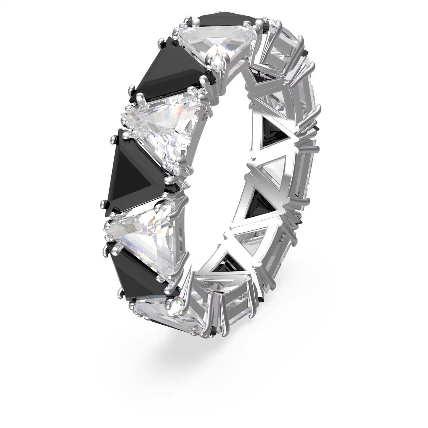 Ortyx cocktail ring, Triangle cut, Black, Rhodium plated, S52