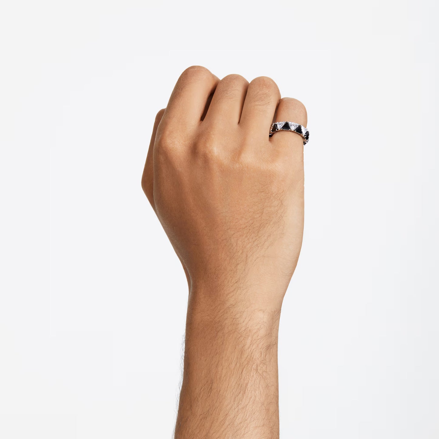 Ortyx cocktail ring, Triangle cut, Black, Rhodium plated, S52