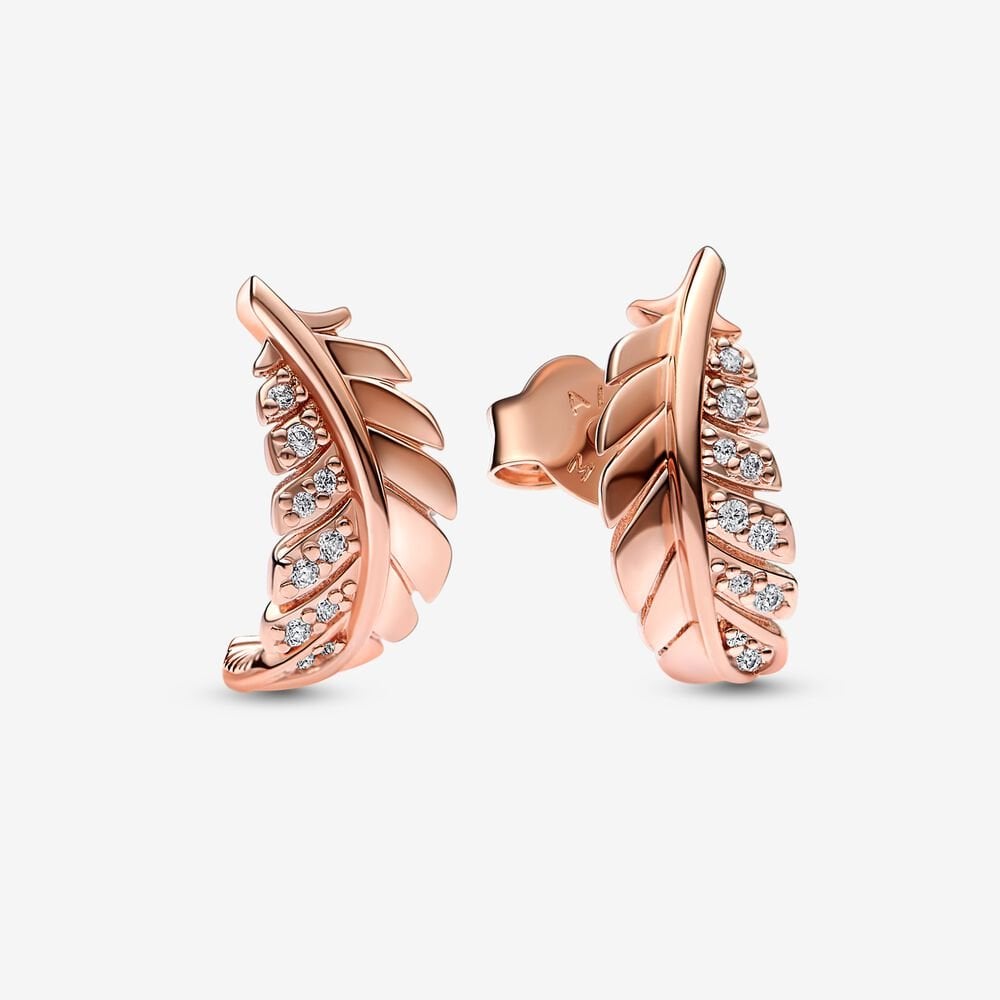 Pandora Floating Curved Feather Earrings