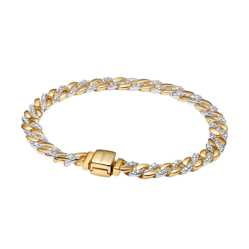 Two-Tone Pavé Cuban Chain Bracelet