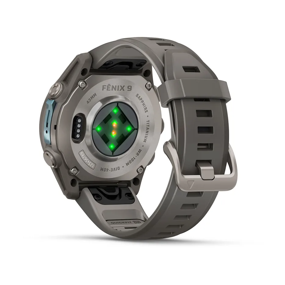 Garmin Fenix 9 43mm AMOLED Titanium with Pebble Grey Silicone Band