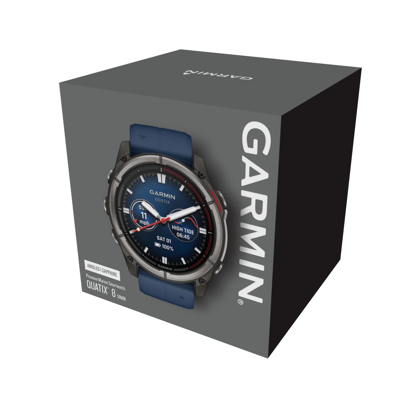 Garmin Quatix 8 51mm AMOLED Sapphire Titanium Blue Silicone Band