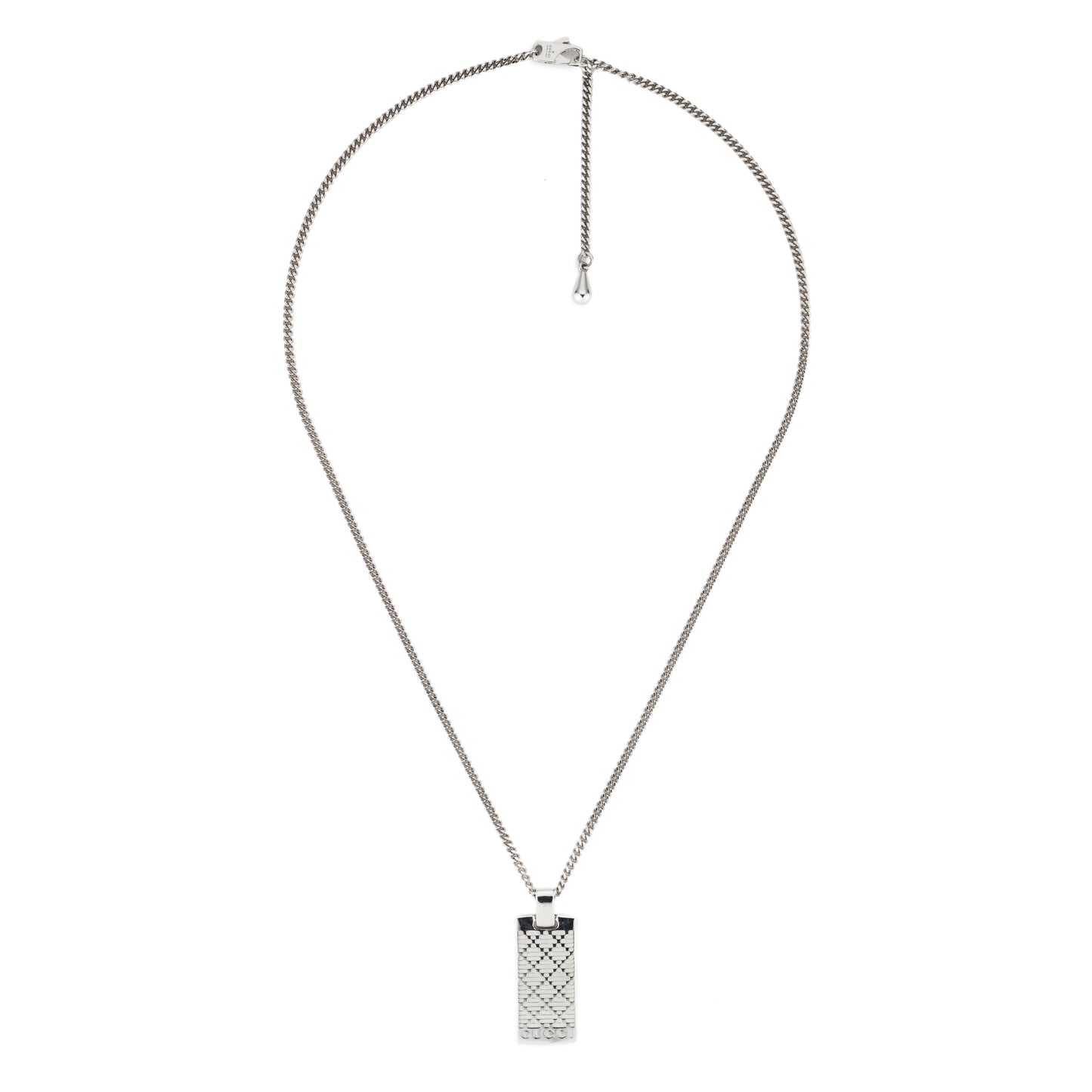 Gucci Diamante Pattern Sterling Silver Necklace 55cm with Pendant