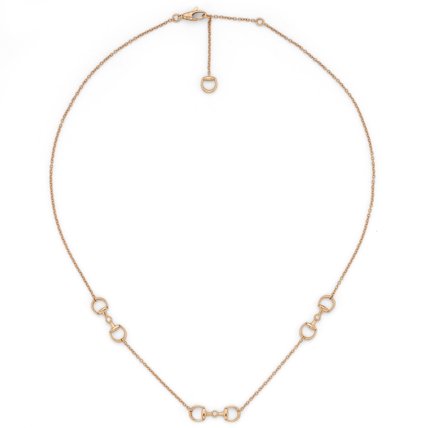 GUCCI Horsebit 18ct Rose Gold Diamond Necklace