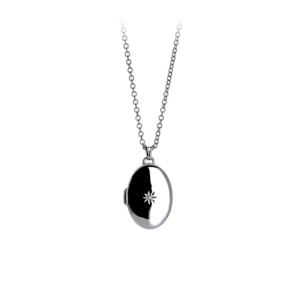 Silver Romantic Oval Locket Necklace