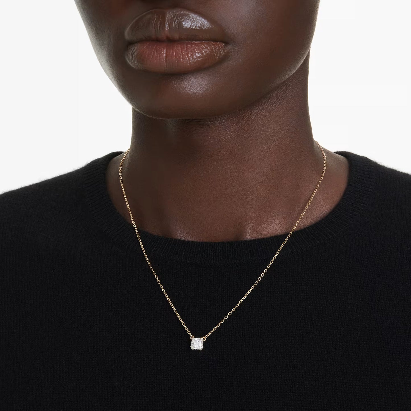 Stilla pendant, Square cut, White, Gold-tone