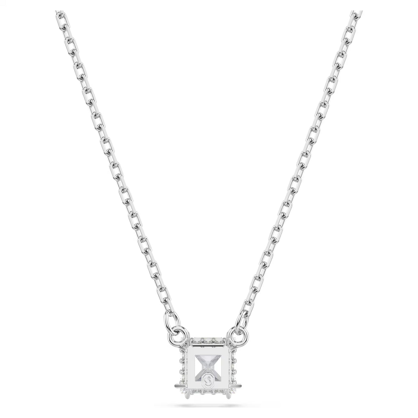 Stilla pendant, Square cut, White, Rhodium plated