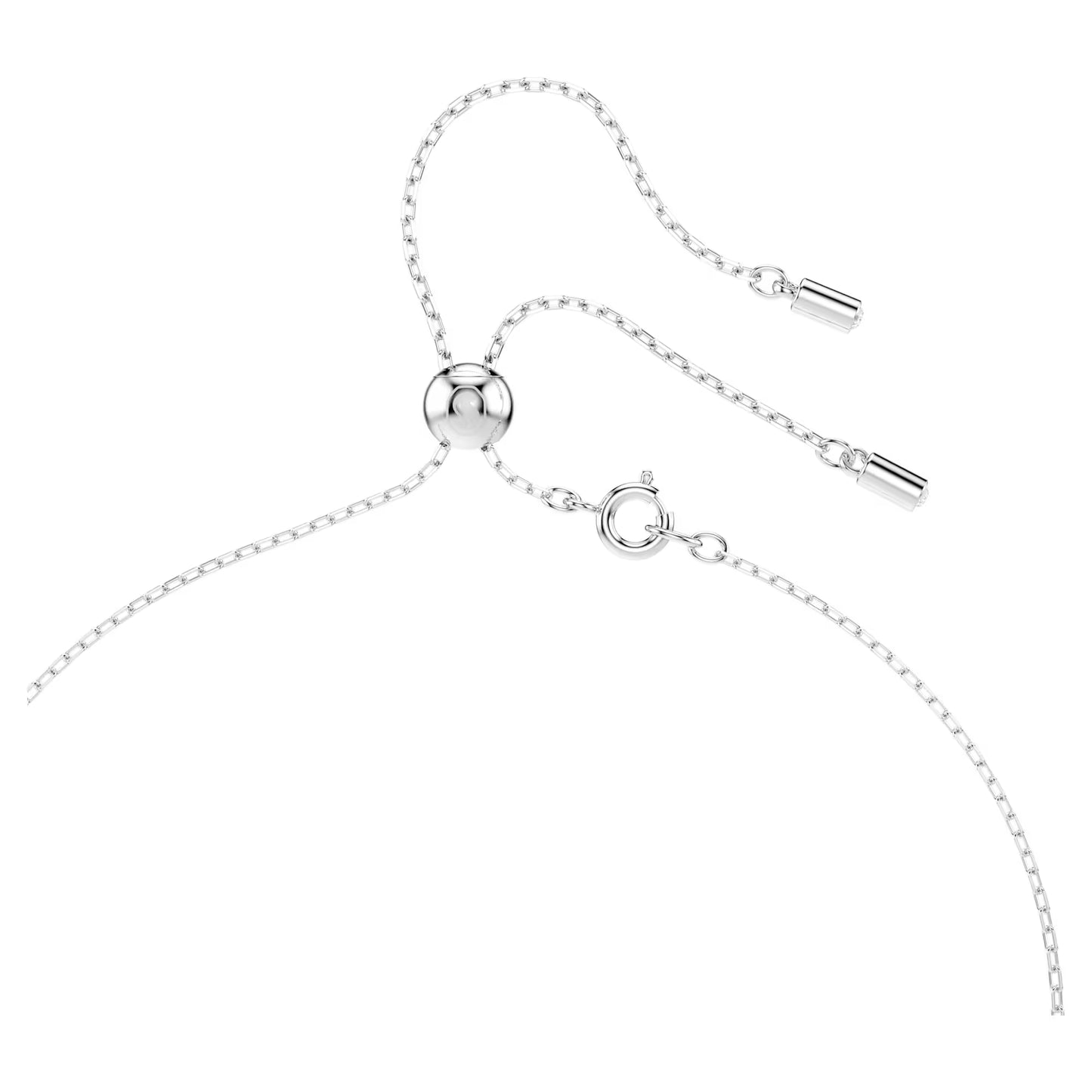 Stilla Attract Y necklace, Round cut, Blue, Rhodium plated