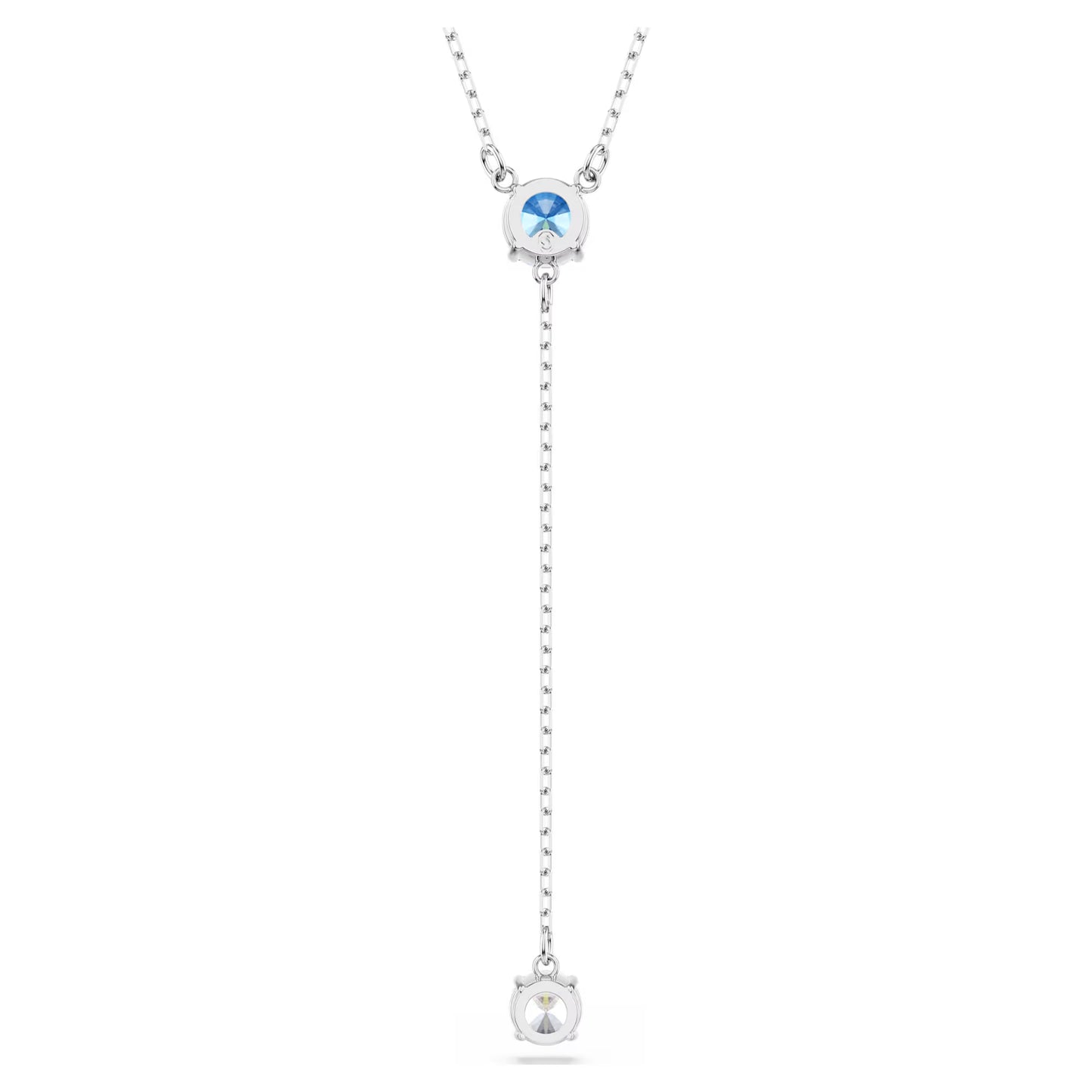 Stilla Attract Y necklace, Round cut, Blue, Rhodium plated